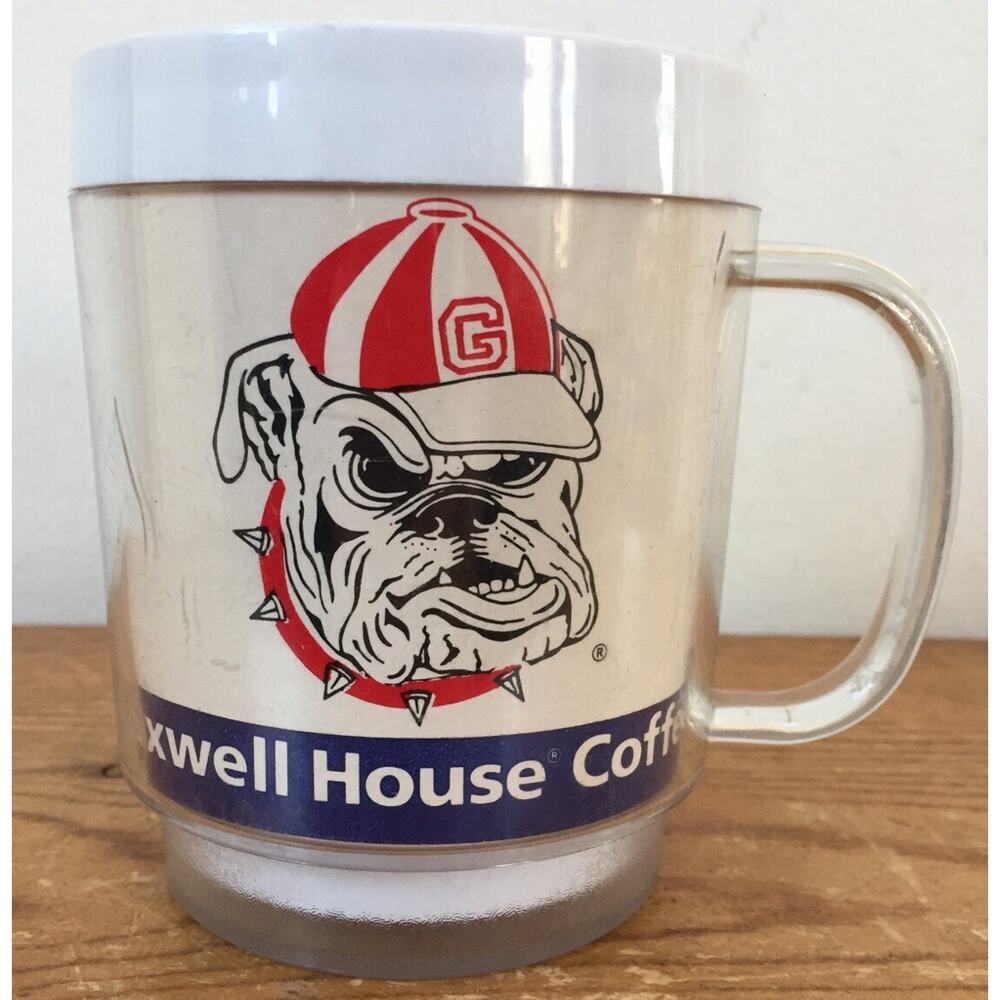 Vtg University of Georgia Bulldogs Maxwell House Insulated Coffee Mug Cup USA